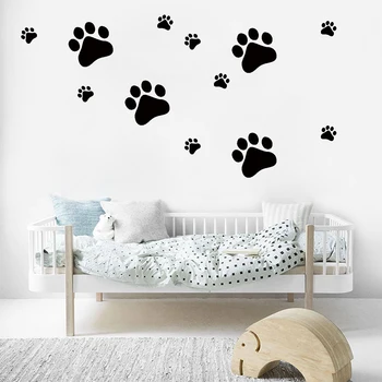 10 pc Funny Dog Cat Paw DIY Vinyl Wall Stickers Room Bedroom Decal Cabinet Door Food Dish Kitchen Bowl Car Sticker Home Decor