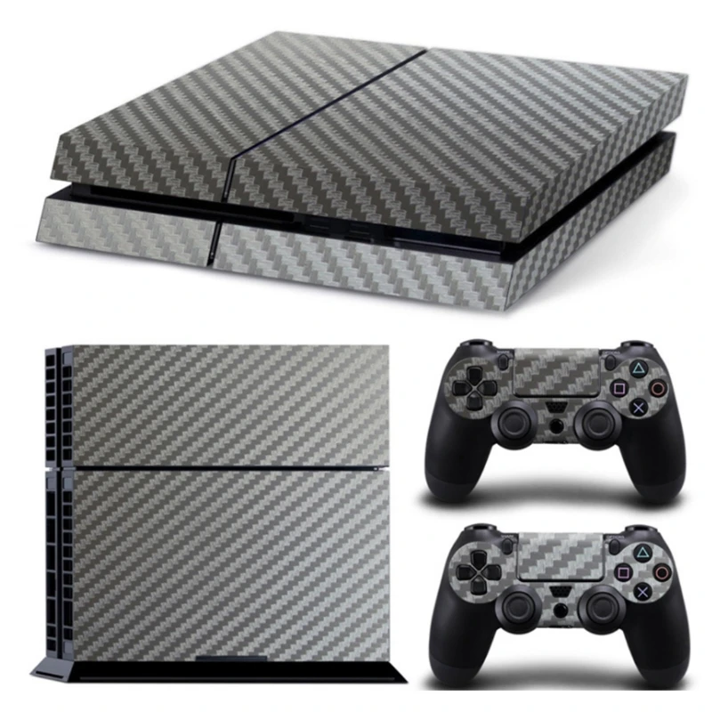 Console Carbon Fiber Skin Sticker Wrap Controller Dustproof Vinyl Cover Decal Protective Case Shell Compatible with PS4