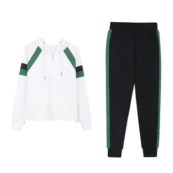 

2020 new women's sports suit hooded cardigan sweater trousers two-piece women's sports suit large size Track and field clothing