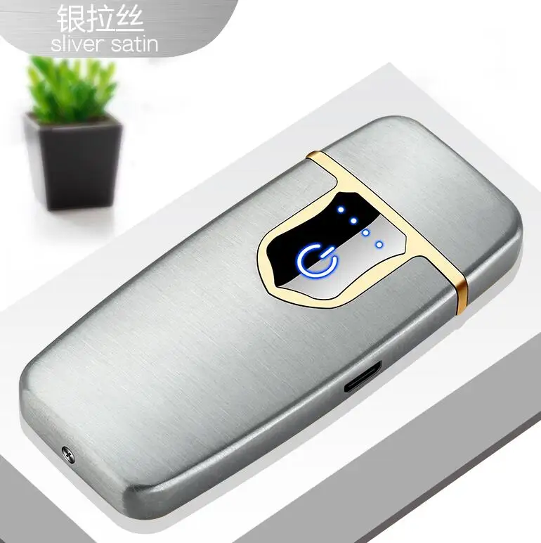 Горячий провод ультра-тонкий usb зарядка Зажигалка сенсорный экран электронное зажигание электрическая ветрозащитная зарядка электрическая зажигалка - Цвет: 9