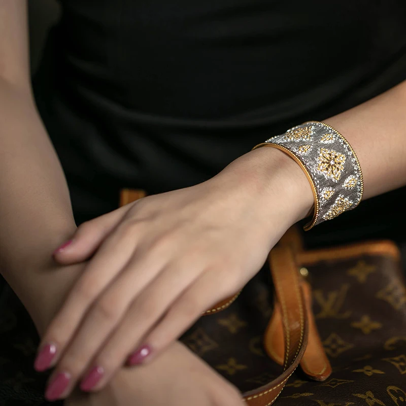 CMajor 925 solid silver jewelry flower hollow palace vintage design the West elegant bracelets for women