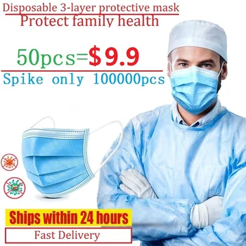 

Disposable Masks Soft 3-layer Non-Woven Masks Anti Dust Mouth Face Protective Mask Factory outlet