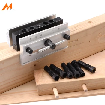 

Professional Self-Centering Doweling Jig Kit with 6/8/10mm Drilling Bushings Drill Bits Dowel Pins Woodworking Hole Drill Guide