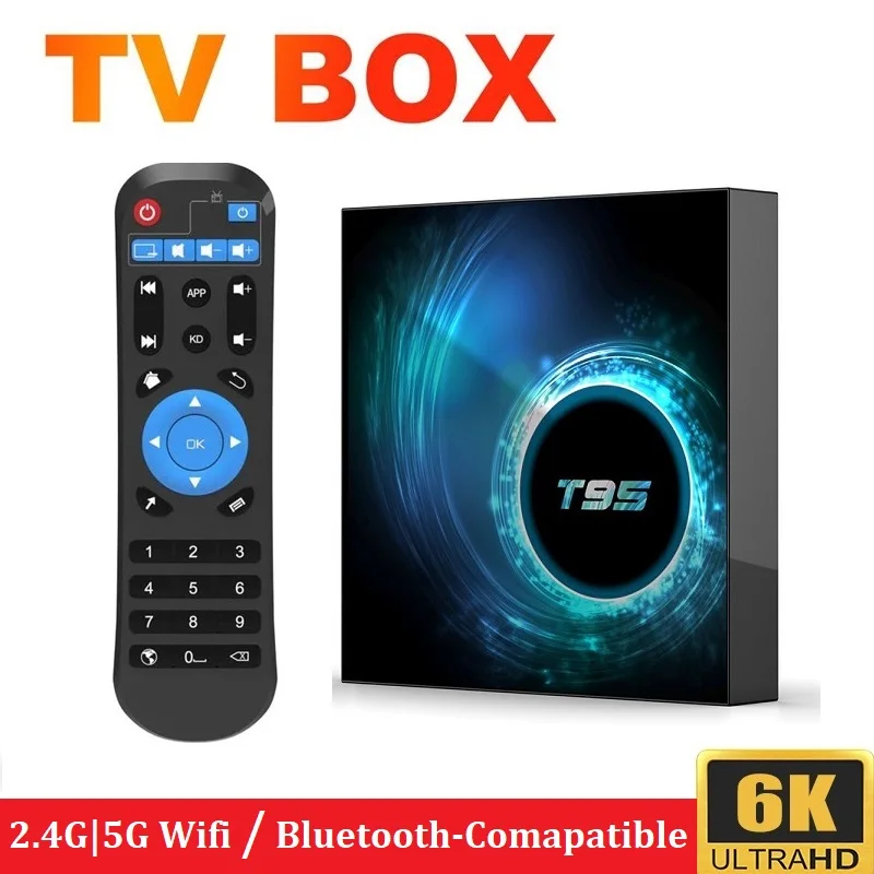 Приставка Смарт-ТВ T95 Allwinner H616 4 ядра 2 ГГц/5G Wi-Fi 6K Android 10 0 | Электроника