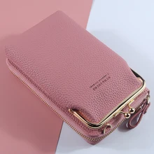

Woman's Fashion Large Capacity Leather Card Holder Wallet with Zipper Cute Key Box Small Shoulder Messenger Phone Crossbody Bags