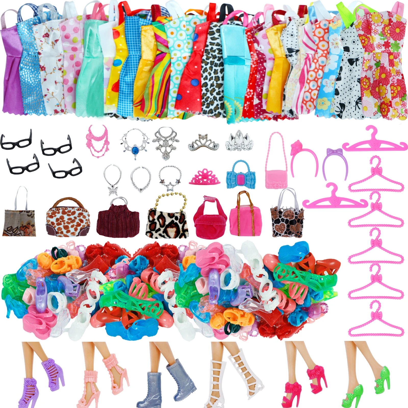 Juego aleatorio de accesorios para muñecas Barbie, zapatos, botas, Mini  bolsos de vestir, perchas de corona, gafas, ropa para muñecas, juguetes para  niños de 12 pulgadas, 1 Juego|Muñecas| - AliExpress