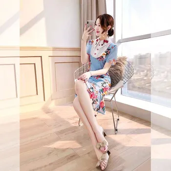 

2019 Mermaid Dress Sexy Women Patchwork Button Diamonds Print Turn-Down Collar Print Night Club Body con Party Dresses Wholesale