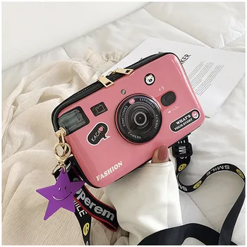 

Hot Camera Shape Women Bags Personality PU Shoulder Bag Women Sac A Main Femme Adjustable Shoulder Strap Bags Phone Bag Girls