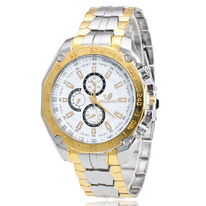 

Orient Watch Men's Fashion Business between Gold Steel Belt Quartz Watch Gift Hot Selling Watch