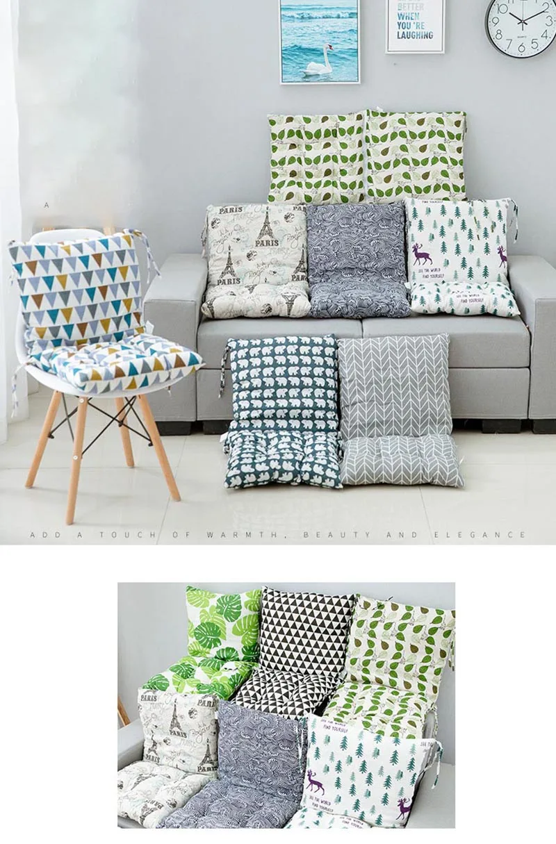 Chair Cushion Folding Printed Thicken Back Sofa Seat Cushions for Office Chair Lounger Pads Chair Cover Home Garden Accessories