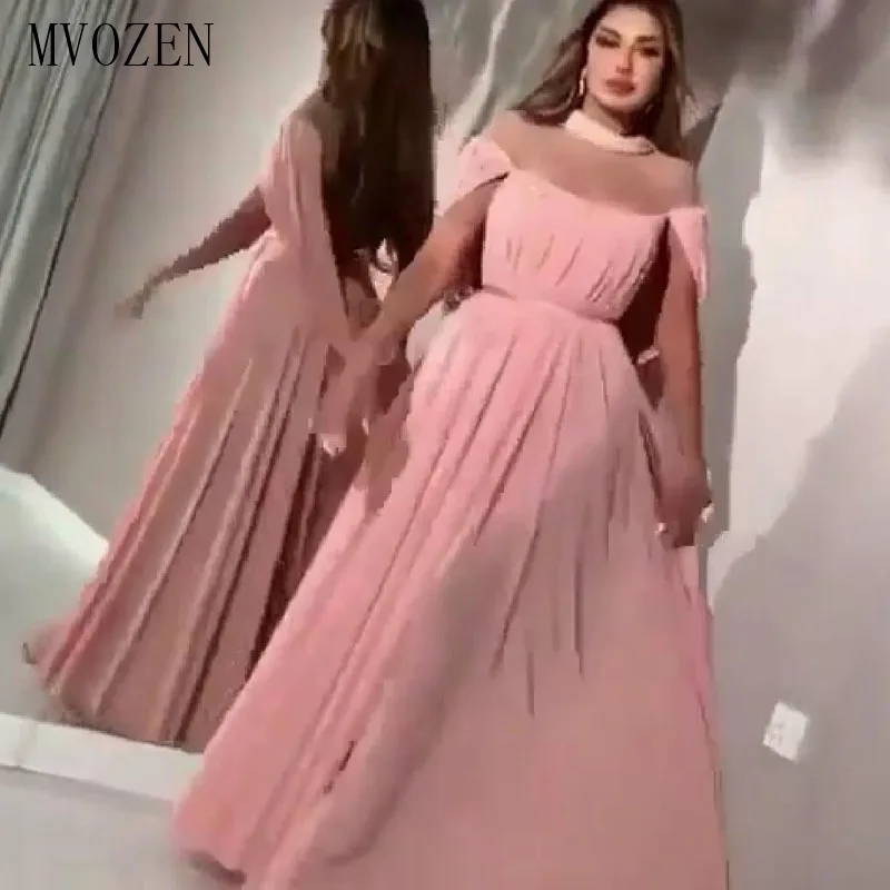 Vestidos шифоновые длинные вечерние платья ТРАПЕЦИЕВИДНОЕ ПЛАТЬЕ С Круглым Вырезом abendkleider вечернее платье в пол вечерние платья