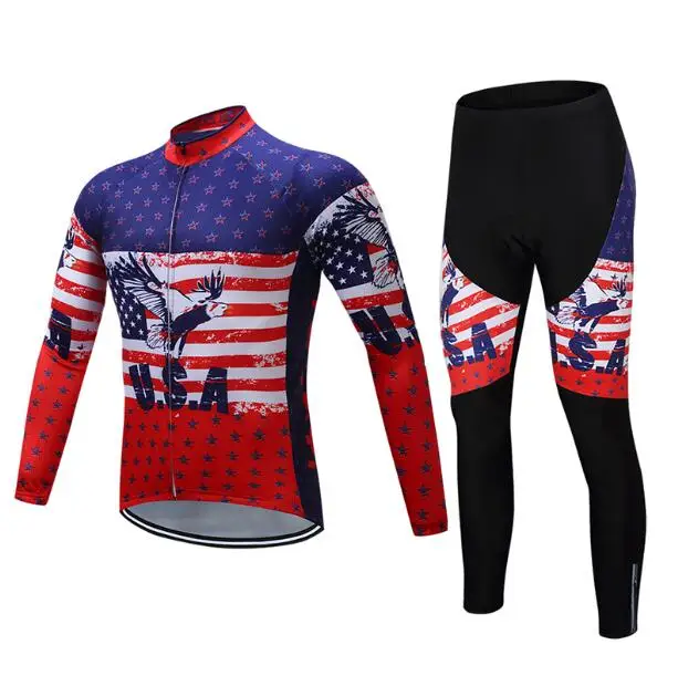 Jersey and Pants Осень Длинные рукава комплект одежды для велосипедиста для мужчин Pro team велосипед платье комплект нагрудник Велосипедный спорт костюмы велосипедная форма MTB Велоспорт Джерси спортивный комплект из двух предметов одежда для детей - Цвет: Jersey and Pants