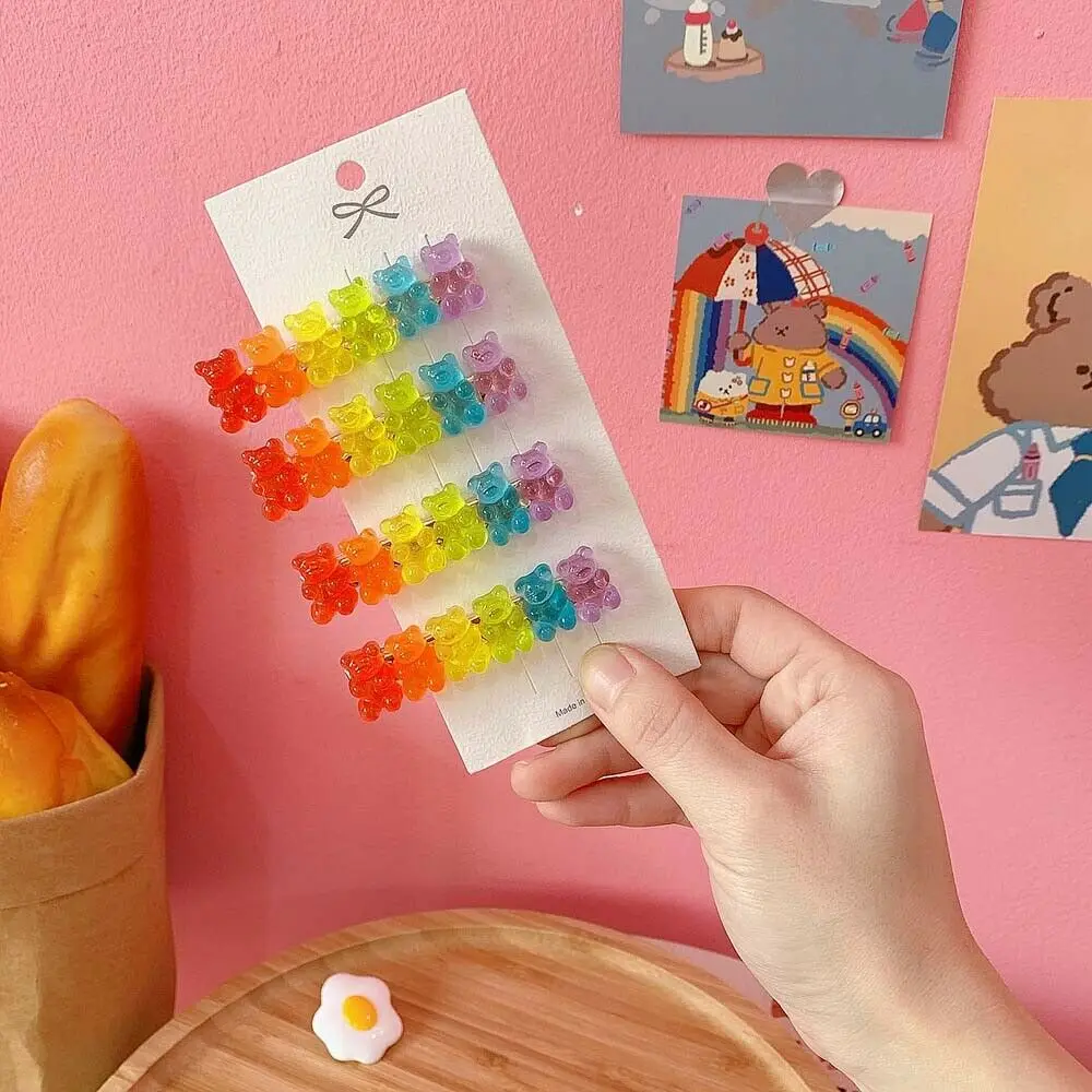 

1PC Jelly Bear Colorful Hair Clip Barrette Headwear Fashion Korea Candy Color Hairpin Duckbill Clip Hair Accessories For Girls