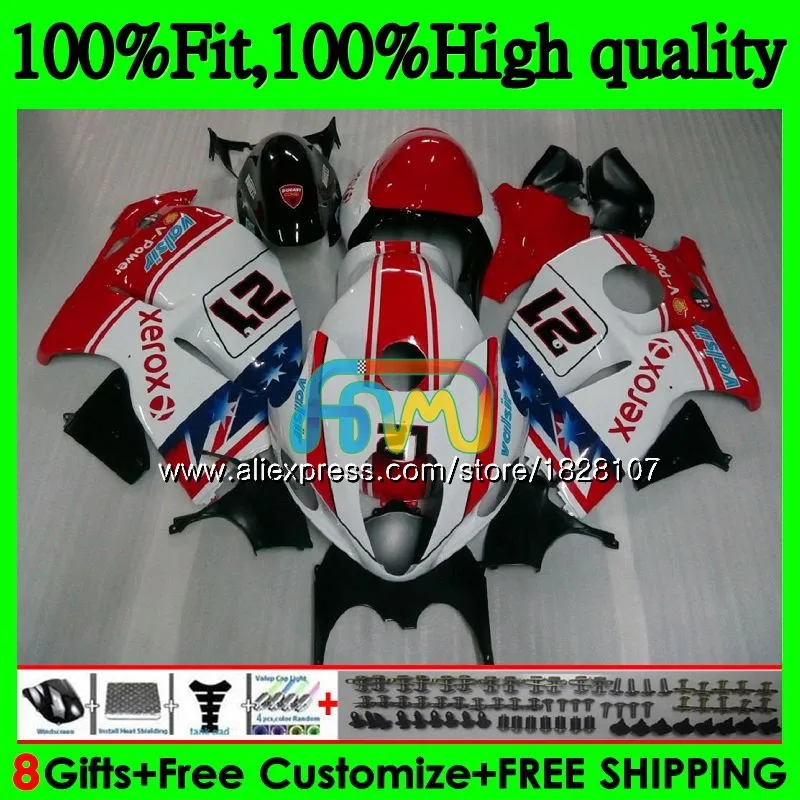 Инъекции для SUZUKI Hayabusa GSXR 1300 GSXR-1300 57BS. 227 GSXR1300 08 13 14 красного и синего цвета Горячие 15 16 2008 2013 обтекатель