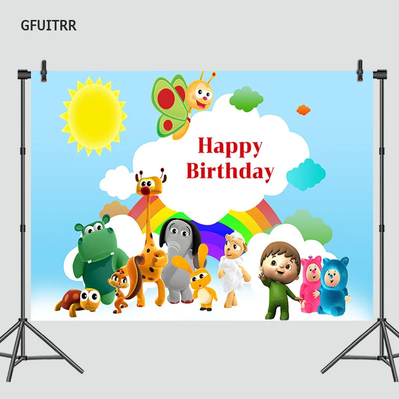 GFUITRR Cartoon Baby TV Photography Backdrop Kids Birthday Party Animals  Photo Background Baby Blue Vinyl Photo Booth Props|Nền| - AliExpress