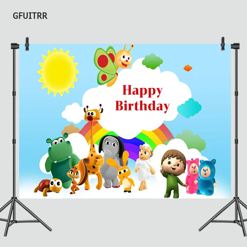 GFUITRR мультфильм ребенок ТВ фотография Фон Дети День Рождения Вечеринка животные