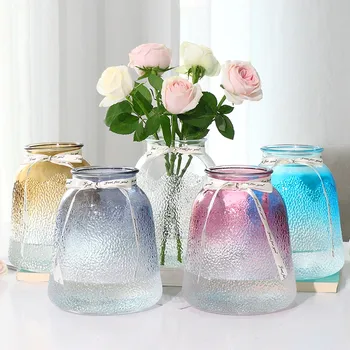 

Simple Transparent Multi Color Glass Vases Decoration Living Room Flower Thickened Vases UD88