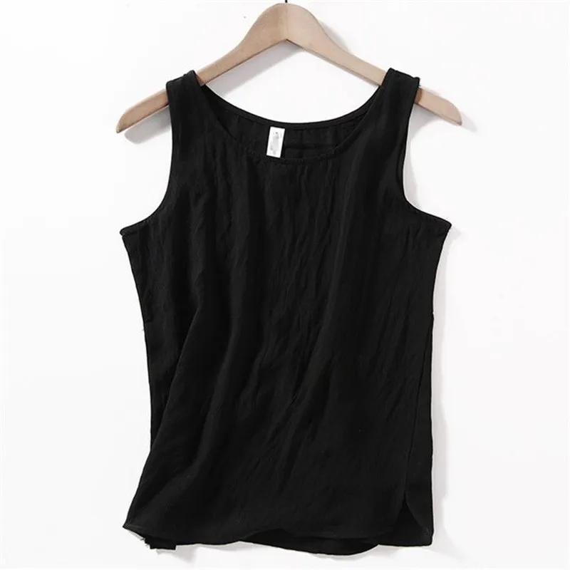 Женские топы Новые летние женские большие размеры джемпер без рукавов u-образный Свободный Плюс Размер сплошной Повседневный жилет - Цвет: B