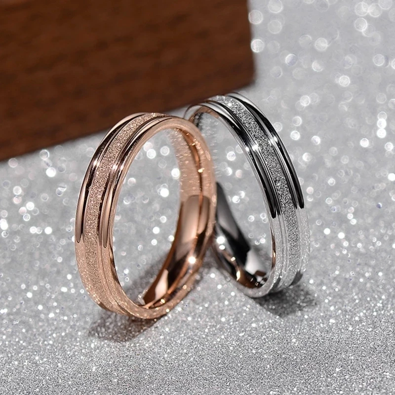 Engagement Rings Wedding Rings Gold Rings Fashion Rings Stainless Steel Rings Finger Rings Metal Rings 316L Stainless Steel Rose Gold Frosted Finger Ring