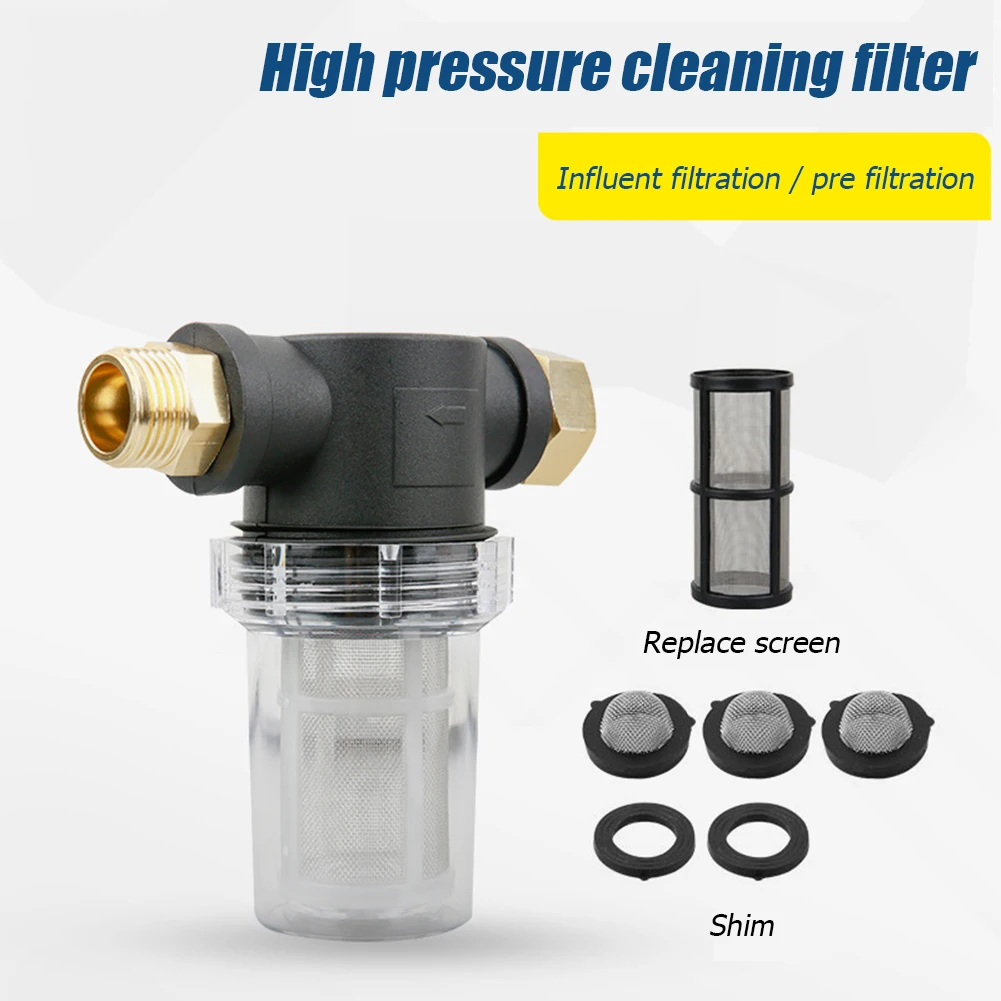 Car Water Filter 3/4" Wash Pressure Water Pump Inlet Hose Pipe Inline Filter 