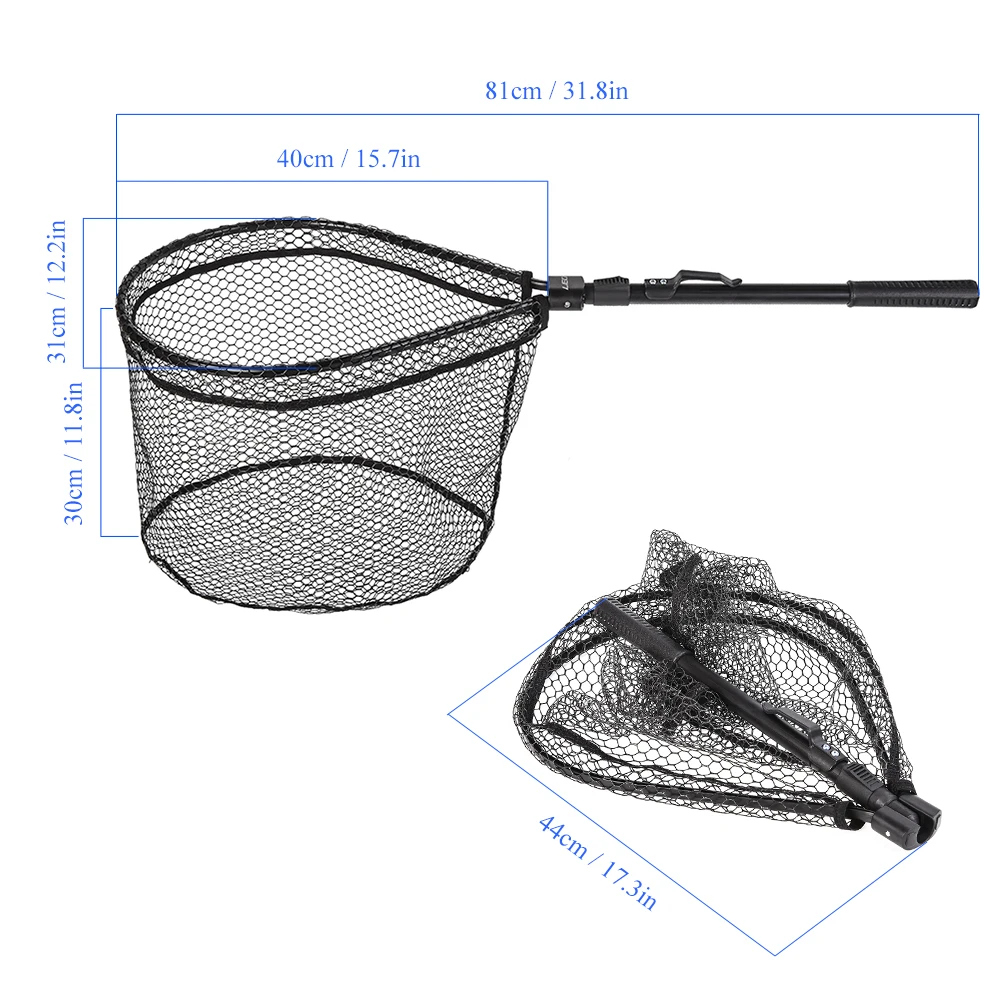 Fishing Net with Fishing Lanyard Fish Landing Net with Telescopic Handle  for Fish Catching Releasing Accessories
