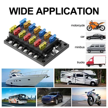 

Plastic Cover Fuse Box Holder Dual-Use Cover Blade Fuse Block Holder for Car Marine32V DC 12/6-Way Fuse Box