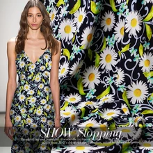 110 см Хризантема шелковая ткань с принтом 12 мм Креп Де Шин шелковая ткань летняя рубашка платье креп ткань шелковая ткань