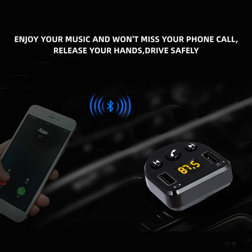 Музыкальный fm-передатчик Беспроводные аксессуары Автомобильный MP3-плеер адаптер громкой связи звонки ЖК-дисплей Bluetooth USB зарядное устройство Портативный