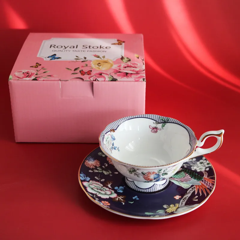 Unique Coffee Cup and Saucer in Gift Box as Birthday Gift, Elegant Pin