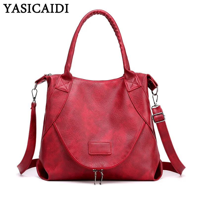 

YASICAIDI Vintage PU Handbags Soft Leather Crossbody Shoulder Bag Casual Tote Purse Elegant Women Messenger Bags sac main femme