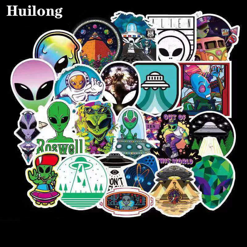 

50pcs Do not repeat mixing alien UFO graffiti stickers PVC sticker travel case guitar car sticker waterproof DIY decorate
