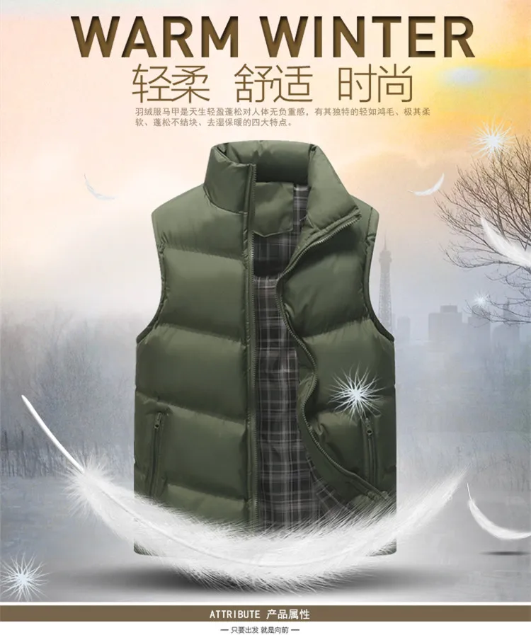 Waistcoat Men's Spring And Autumn New Style Slim Fit Sleeveless Vest Solid Color Young MEN'S down Cotton Casual Vest Coat
