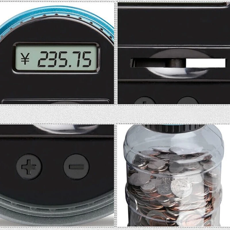 1.8L Piggy Bank Counter Coin Electronic Digital LCD Counting Coin Money Saving Box Jar Coins Storage Box For USD EURO GBP Money