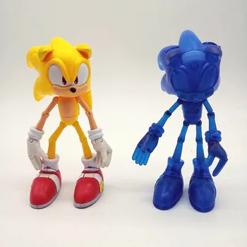 

Super Posers Sonic The Hedgehog Clear Blue Yellow Action Figure Collection 7" Kids Gifts Toys Loose No Box Finished Goods