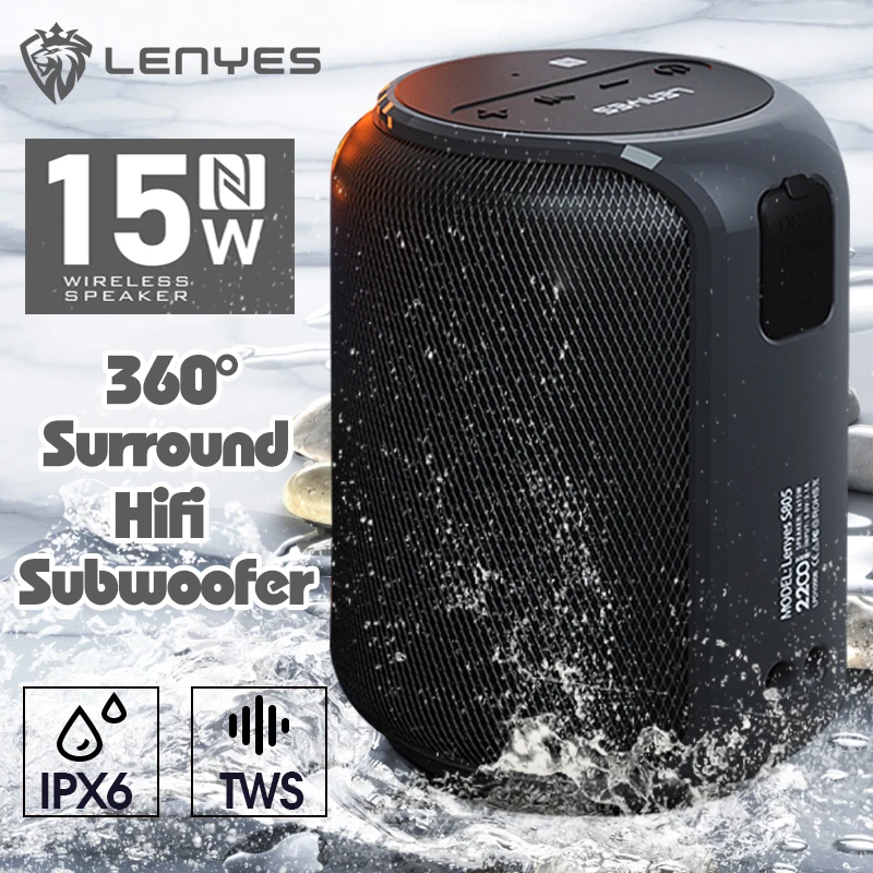 Bluetooth 4 2 TWS колонки Lenyes водонепроницаемые IPX6 с объемным звуком на 360 градусов 15 Вт