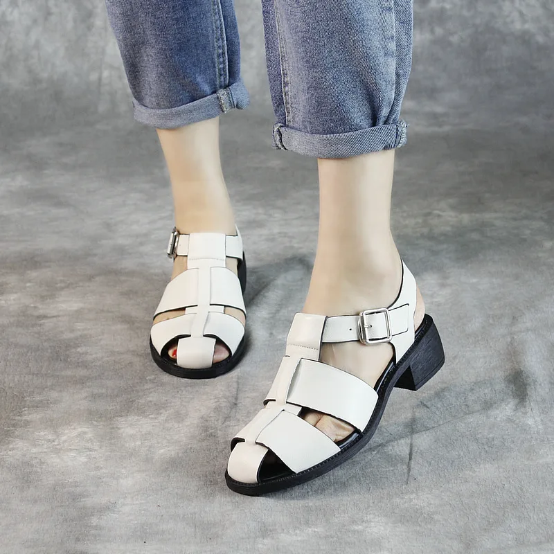 

Women Leather Sandals High Heels White Casua Summer Shoes For Women Genuine Leather Women Sandals Soft 2020 Fashion Style Shoes