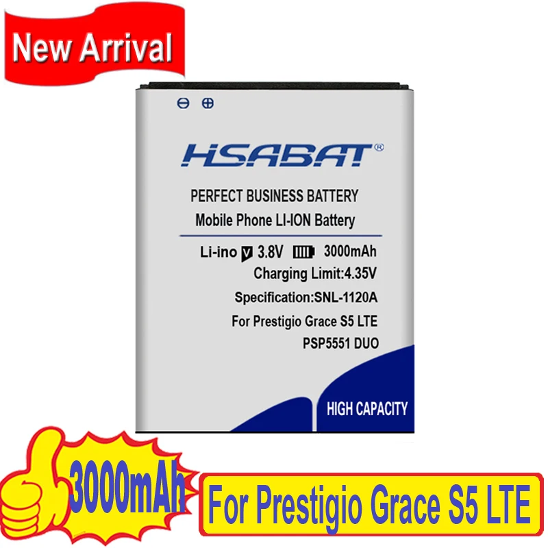 100% новый аккумулятор HSABAT 3000 мАч для Prestigio Grace S5 LTE PSP 5551DUO 5551 DUO с номером