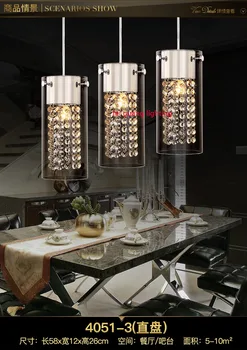 

Modern Minimalist Crystal Lamp Bedroom Lamp Restaurant Lamp Chandeliers Three Bar Lighting Aisle Lamps Cord Pendant Metal White