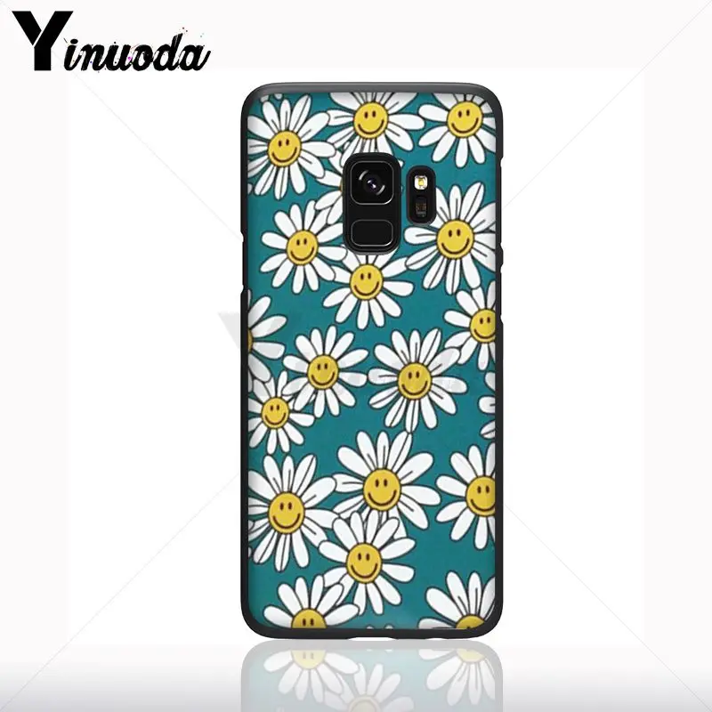 Coque untuk Galaxy S9plus Daisy Bunga Hitam Lembut Ponsel Case untuk Samsung Galaxy S10plus S9 S8plus S10e A50 A70 A10 ponsel