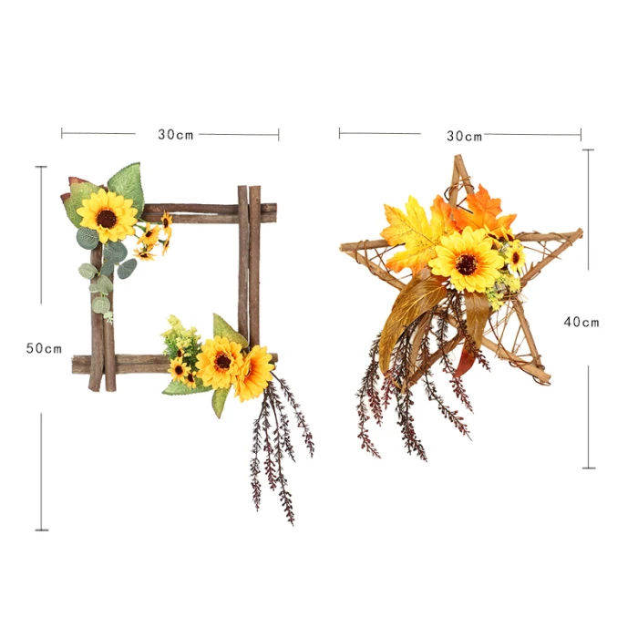 Artificial Fake Sunflower Leaf Hanging Wreath Front Door Party Home Decor GQ999