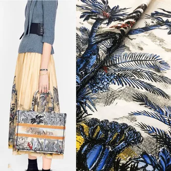 

98x150cm Tropical Forest Animal Painting 100%cotton Fabric For Woman Skirt Blouse DIY Cloth Sewing