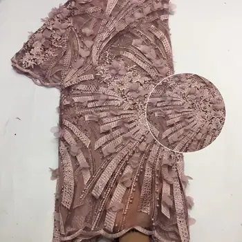 

Madison Nigerian Lace Fabric With Pearls And Stones 3D Appliques Tull Lace Fabrics High Quality For Sewing Beauty Women Dress