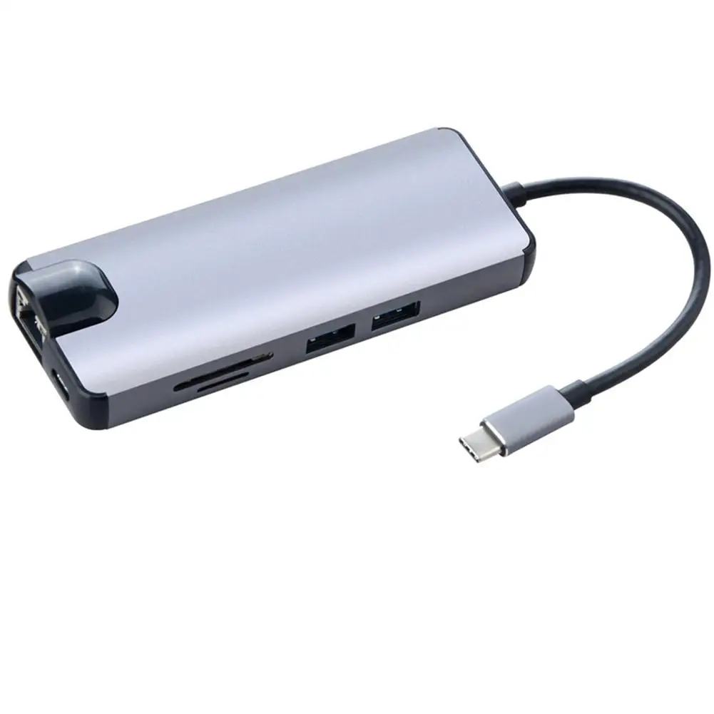 USB C Hub Read Card New Video Experience Type C Docking Station HUB VGA 8 In 1 For Computer Fast PD Recharging