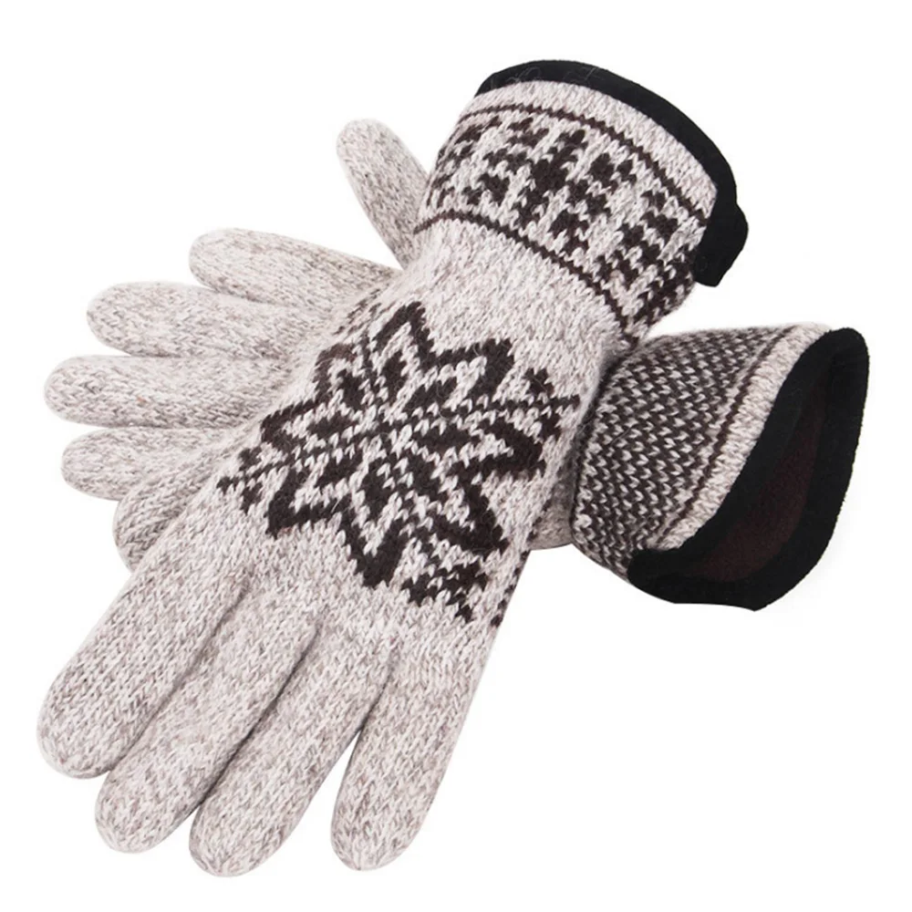 

[AETRENDS] Winter Gloves for Men Wool Knit Elastic Cuff Thermal Stretch Windproof Full Finger with Soft Fleece Lining O-0056