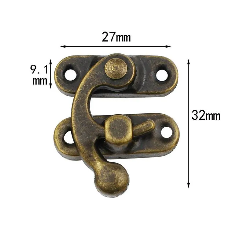 One Set Vintage Metal Hardware Wooden Box Decorative Latch Clasps Lock Padlock Hasp With Screws furniture hardware toggle latches decorative latches