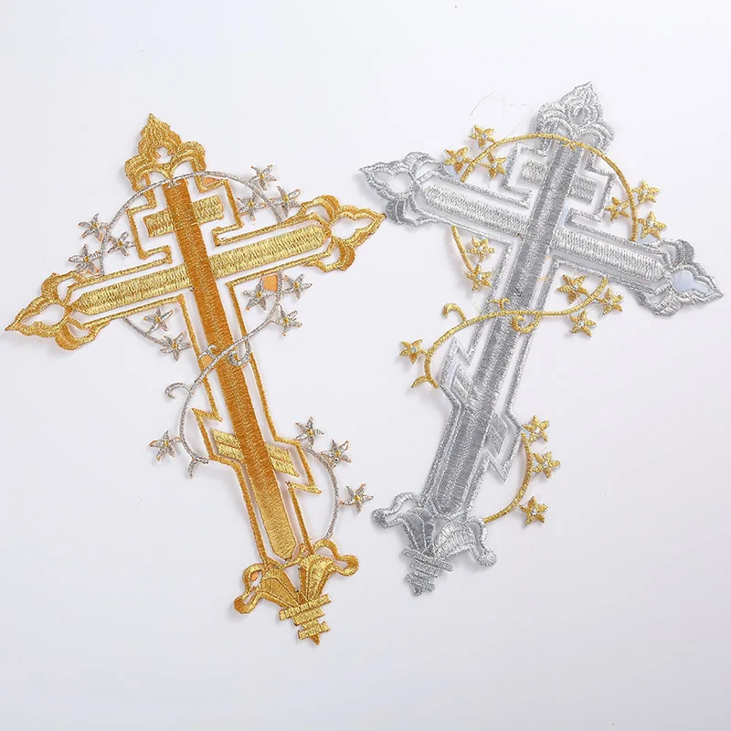 Diy Аппликация вышитый Крест/распятие ремесло нитка для вышивания наклейки для одежды женская кожаная куртка ткань вышивка патчи горячего железа