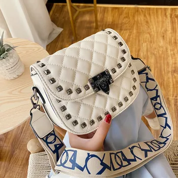

Small Saddle Bag Shoulder Bag Purse Crossbody Bags For Women 2020 Brand PU Leather Rivet Female Travel Cross Body Messenger Bags