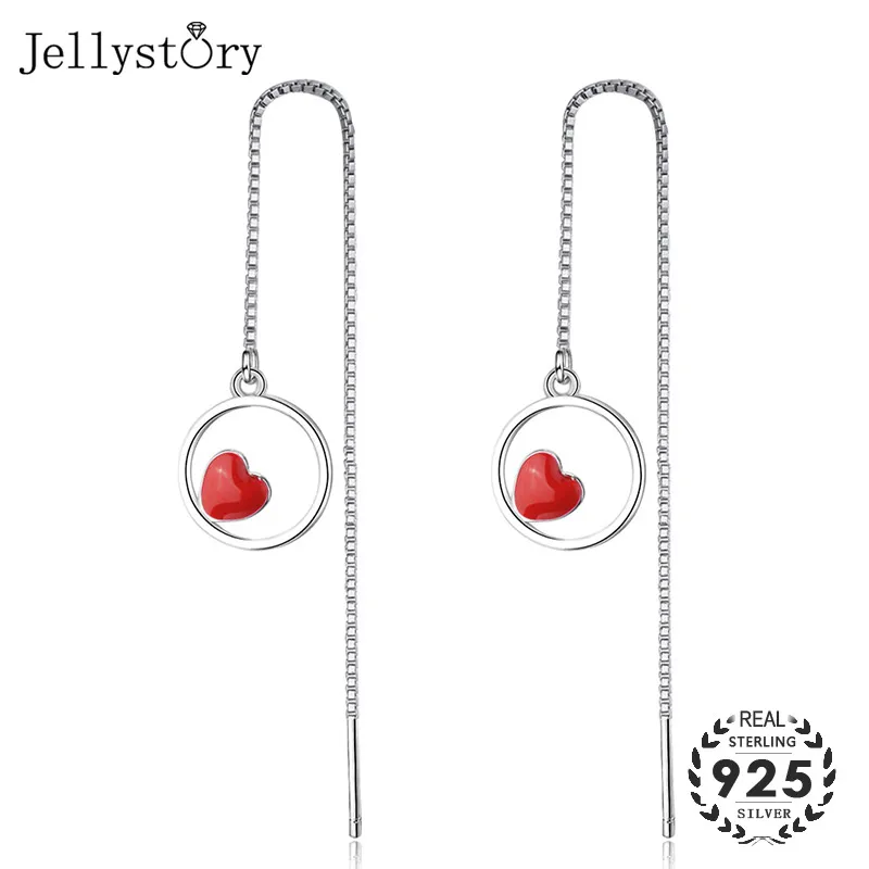 Модные серьги Jellystory из серебра 925 пробы с красным драгоценным камнем в форме