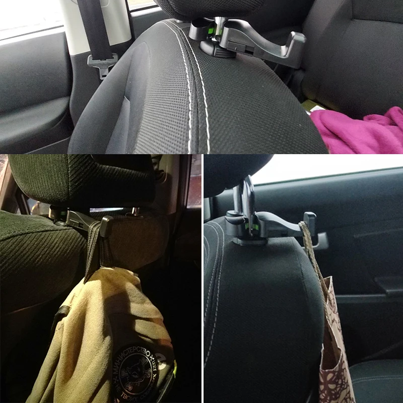 2PCS Car Headrest Hook Seat Back Hanger for Bag Handbag Purse Grocery Cloth Portable Multifunction Clips Auto Accessories