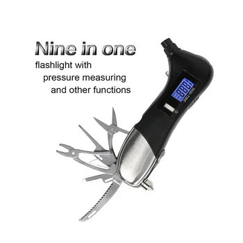 

9 in 1 Digital Car Tire Pressure Tiger Pliers Slotted Screwdriver Scissors Safety Auto Motorcycle Tyre